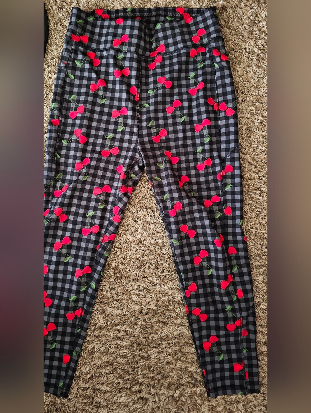 Black and grey gingham print with a red cherry pattern POP FIT 3XL